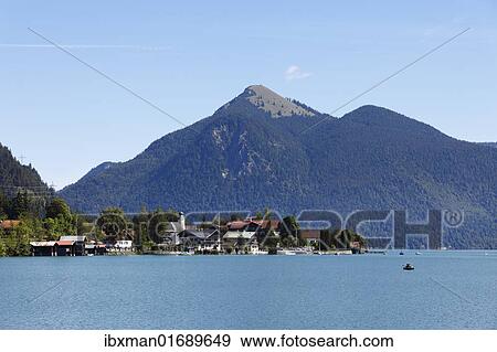 "Lake Walchensee with the town of Walchensee and Jochberg Mountain, Kochel, Upper Bavaria, Bavaria, Germany, Europe" View Large Photo Image Stock Photo - "Lake Walchensee with the town of Walchensee and Jochberg Mountain, Kochel, Upper Bavaria, Bavaria, Germany, Europe". Fotosearch
