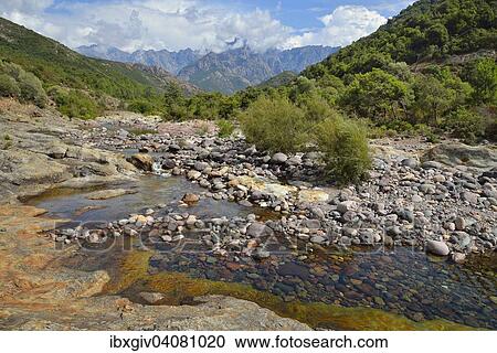 Stock Image - "Landscape on the river Fango, Fango valley, Haute-Corse, Corsica, France, Europe". Fotosearch