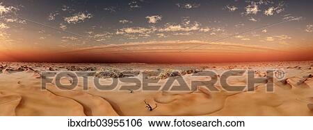 Stock Photograph - "Landscape with sand dunes and sand storm, 180 panorama, Atacama desert, Ica Region, Peru, South America". Fotosearch