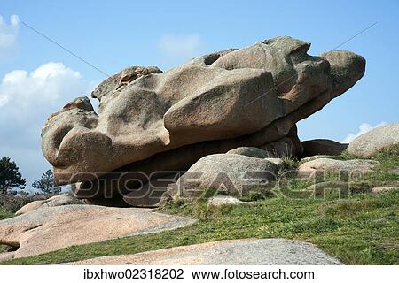 "Large boulder lying diagonally on a slope, Cote de Granit Rose, Brittany, France, Europe" View Large Photo Image Stock Image - "Large boulder lying diagonally on a slope, Cote de Granit Rose, Brittany, France, Europe". Fotosearch