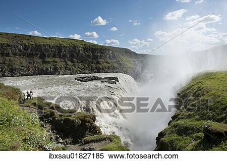 "Large waterfall Gullfoss, Hvita river with spray and rainbow, Golden Circle, Iceland, Scandinavia, Northern Europe, Europe" View Large Photo Image Stock Photography - "Large waterfall Gullfoss, Hvita river with spray and rainbow, Golden Circle, Iceland, Scandinavia, Northern Europe, Europe". Fotosearch