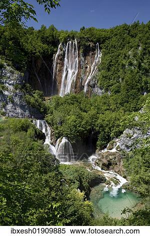 "Large Waterfall, Veliki Slap Waterfall, Plitvice Lakes National Park, Croatia, Europe" View Large Photo Image Stock Photography - "Large Waterfall, Veliki Slap Waterfall, Plitvice Lakes National Park, Croatia, Europe". Fotosearch