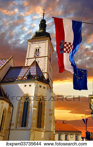 "Late Gothic church of St Mark's Church or Crkva sv Marka, Zagreb, Croatia, Europe" View Large Photo Image Picture - "Late Gothic church of St Mark's Church or Crkva sv Marka, Zagreb, Croatia, Europe". Fotosearch