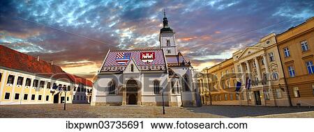 "Late Gothic church of St Mark's Church or Crkva sv Marka, Zagreb, Croatia, Europe" View Large Photo Image Stock Image - "Late Gothic church of St Mark's Church or Crkva sv Marka, Zagreb, Croatia, Europe". Fotosearch