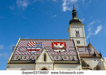 Stock Photo - "Late Gothic church of St Mark's Church or Crkva sv Marka, Zagreb, Croatia, Europe". Fotosearch