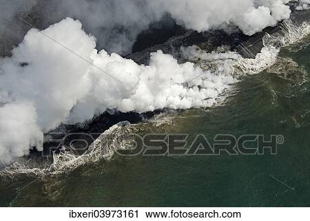 "Lava flowing into the Pacific Ocean, Kilauea, Big Island, Hawaii, United States, North America" View Large Photo Image Stock Image - "Lava flowing into the Pacific Ocean, Kilauea, Big Island, Hawaii, United States, North America". Fotosearch