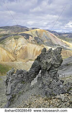 "Lava formation in front of Brennisteinsalda Mountain, Landmannalaugar, Southern Region, Iceland, Europe" View Large Photo Image Stock Photo - "Lava formation in front of Brennisteinsalda Mountain, Landmannalaugar, Southern Region, Iceland, Europe". Fotosearch