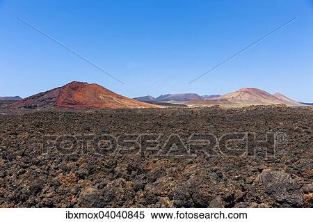Stock Photography - "Lava rocks, mountains, National Park Montana del Fuego de Timanfaya, Lanzarote, Canary Islands, Spain, Europe". Fotosearch