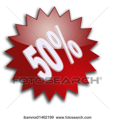 Stock Photo - "Lettering """"50%"""", percent, discount". Fotosearch