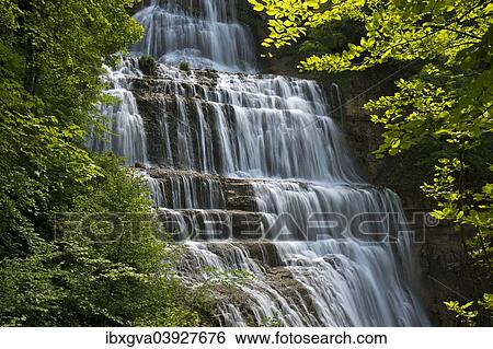 "L'Eventail waterfall, waterfalls of Herisson, Cascades du Herisson, Menetrux-en-Joux, Franche-Comte, France, Europe" View Large Photo Image Stock Photograph - "L'Eventail waterfall, waterfalls of Herisson, Cascades du Herisson, Menetrux-en-Joux, Franche-Comte, France, Europe". Fotosearch