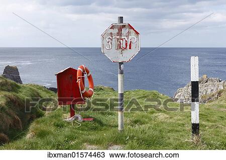 "Life ring and stop sign, Three Castle Head, Mizen Head Peninsula, West Cork, Republic of Ireland, British Isles, Europe" View Large Photo Image Stock Image - "Life ring and stop sign, Three Castle Head, Mizen Head Peninsula, West Cork, Republic of Ireland, British Isles, Europe". Fotosearch