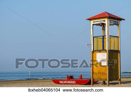 "Lifeguard tower and rescue boat, Adriatic, Italy, Europe" View Large Photo Image Picture - "Lifeguard tower and rescue boat, Adriatic, Italy, Europe". Fotosearch