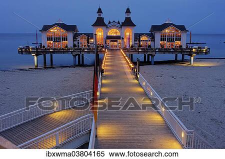 "Lighted pier in the evening, Sellin, Rugen, Mecklenburg-Vorpommern, Germany, Europe" View Large Photo Image Stock Photography - "Lighted pier in the evening, Sellin, Rugen, Mecklenburg-Vorpommern, Germany, Europe". Fotosearch