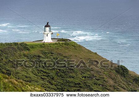 "Lighthouse at Cape Reinga, Cape Reinga, Northland Region, New Zealand, Oceania" View Large Photo Image Stock Photography - "Lighthouse at Cape Reinga, Cape Reinga, Northland Region, New Zealand, Oceania". Fotosearch