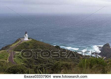 Picture - "Lighthouse on the north-westernmost point of New Zealand, Cape Reinga, Northland Region, New Zealand, Oceania". Fotosearch