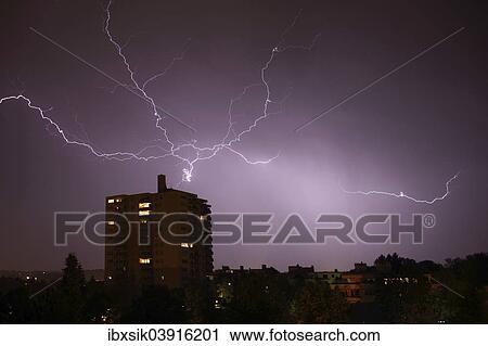 "Lightning at night at a high-rise building, Biberach an der Riss, Baden-Wurttemberg, Germany, Europe" View Large Photo Image Stock Image - "Lightning at night at a high-rise building, Biberach an der Riss, Baden-Wurttemberg, Germany, Europe". Fotosearch