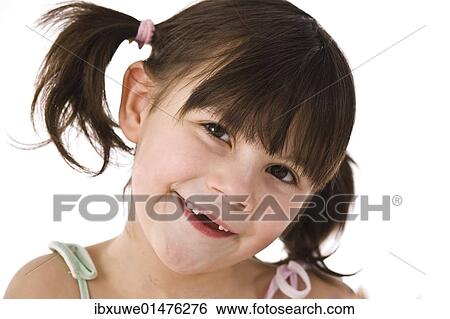Little girl with pigtails View Large Photo Image Stock Photograph - Little girl with pigtails. Fotosearch