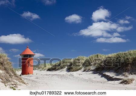 "Little red lighthouse in the dunes near Agger Tange, Jutland, Denmark, Europe" View Large Photo Image Stock Image - "Little red lighthouse in the dunes near Agger Tange, Jutland, Denmark, Europe". Fotosearch