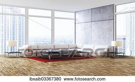 Living room with a corner lounge seating area in front of the windows View Large Photo Image Stock Image - Living room with a corner lounge seating area in front of the windows. Fotosearch