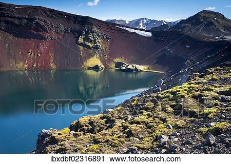 "Ljotipollur volcanic crater, Landmannalaugar, Fjallabak Nature Reserve, Highlands, Iceland, Europe" View Large Photo Image Stock Image - "Ljotipollur volcanic crater, Landmannalaugar, Fjallabak Nature Reserve, Highlands, Iceland, Europe". Fotosearch