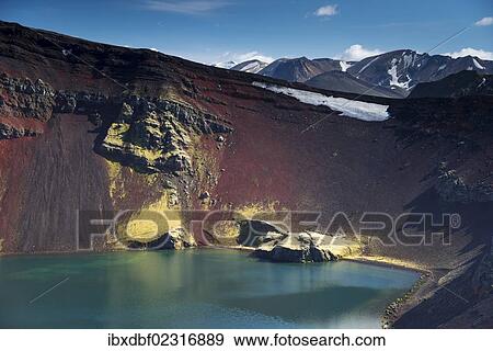 "Ljotipollur volcanic crater, Landmannalaugar, Fjallabak Nature Reserve, Highlands, Iceland, Europe" View Large Photo Image Stock Photo - "Ljotipollur volcanic crater, Landmannalaugar, Fjallabak Nature Reserve, Highlands, Iceland, Europe". Fotosearch