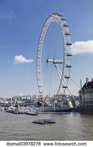 Stock Photo - "London Eye ferris wheel and County Hall, River Thames, London, England, United Kingdom, Europe". Fotosearch
