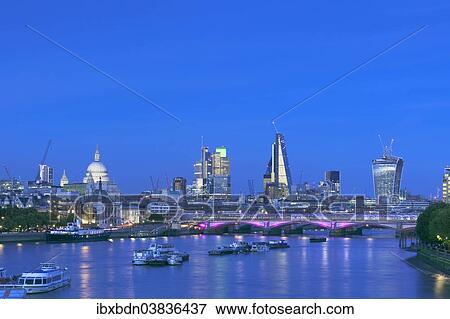 "London skyline and river Thames at dusk, London, England, United Kingdom, Europe" View Large Photo Image Stock Photo - "London skyline and river Thames at dusk, London, England, United Kingdom, Europe". Fotosearch