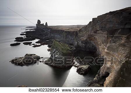 "Londrangar bird rock, Snaefellsness National Park, Iceland, Europe" View Large Photo Image Picture - "Londrangar bird rock, Snaefellsness National Park, Iceland, Europe". Fotosearch