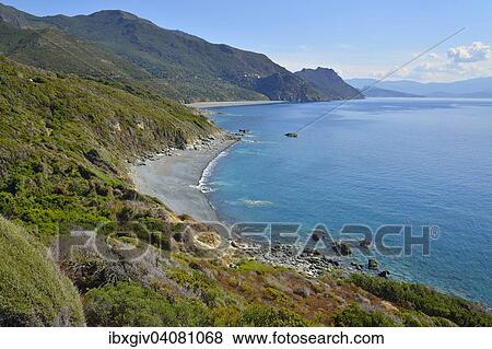 "Lonely pebble beach on the west coast of Cap Corse, at Nonza, Haute-Corse, Corsica, France, Europe" View Large Photo Image Stock Photo - "Lonely pebble beach on the west coast of Cap Corse, at Nonza, Haute-Corse, Corsica, France, Europe". Fotosearch