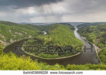 "Loop of the Saar River near Orscholz, Mettlach, Saarland, Germany, Europe" View Large Photo Image Stock Photograph - "Loop of the Saar River near Orscholz, Mettlach, Saarland, Germany, Europe". Fotosearch