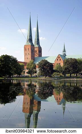 "Lubeck Cathedral on Muhlenteich pond, Lubeck, Schleswig-Holstein, Germany, Europe" View Large Photo Image Stock Image - "Lubeck Cathedral on Muhlenteich pond, Lubeck, Schleswig-Holstein, Germany, Europe". Fotosearch