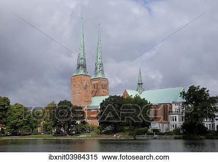 "Lubeck Cathedral on Muhlenteich pond, Lubeck, Schleswig-Holstein, Germany, Europe" View Large Photo Image Stock Photography - "Lubeck Cathedral on Muhlenteich pond, Lubeck, Schleswig-Holstein, Germany, Europe". Fotosearch