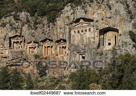 Stock Photo - "Lycian Kings Rock Tombs, Dalyan, Turkey, Asia". Fotosearch