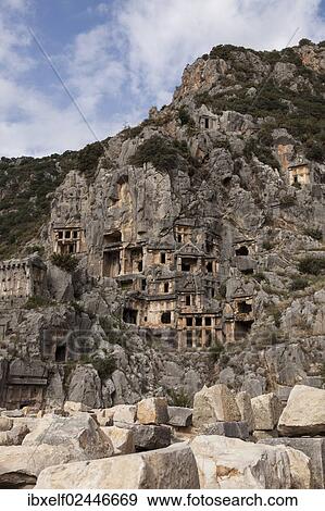 Stock Photo - "Lycian Kings Rock Tombs, Myra, Demre, Turkey, Asia". Fotosearch