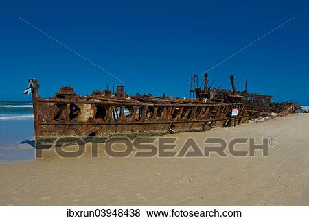 "Maheno II ship wreck, 75 Mile Beach, Fraser Island, Queensland, Australia, Oceania" View Large Photo Image Stock Photo - "Maheno II ship wreck, 75 Mile Beach, Fraser Island, Queensland, Australia, Oceania". Fotosearch