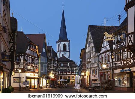 "Main street with church of St. Michael, Lohr am Main, Mainfranken, Lower Franconia, Franconia, Bavaria, Germany, Europe" View Large Photo Image Stock Photo - "Main street with church of St. Michael, Lohr am Main, Mainfranken, Lower Franconia, Franconia, Bavaria, Germany, Europe". Fotosearch