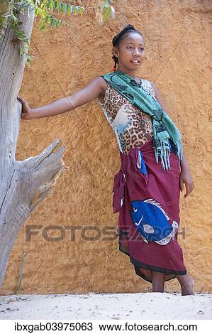 Stock Image - "Malagasy girl, 15-16 years, Morondava, Toliara province, Madagascar, Africa". Fotosearch