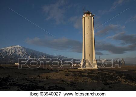 "Malariff Lighthouse, Mt Snaeffelsjokull at the back, Snaefellsness Peninsula, Vesturland, Iceland, Europe" View Large Photo Image Stock Photo - "Malariff Lighthouse, Mt Snaeffelsjokull at the back, Snaefellsness Peninsula, Vesturland, Iceland, Europe". Fotosearch