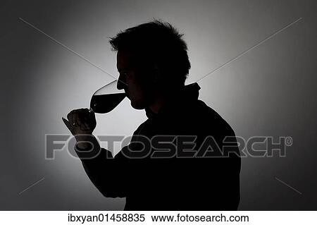 "Man drinking from a wine glass, silhouette" View Large Photo Image Stock Photography - "Man drinking from a wine glass, silhouette". Fotosearch