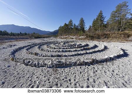 "Mandala of stones on gravel bank on the river Isar, in Lenggries, Isarwinkel, Upper Bavaria, Bavaria, Germany, Europe" View Large Photo Image Stock Photograph - "Mandala of stones on gravel bank on the river Isar, in Lenggries, Isarwinkel, Upper Bavaria, Bavaria, Germany, Europe". Fotosearch