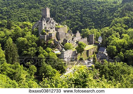 Stock Image - "Manderscheid's Niederburg Castle, Niederburg, Manderscheid, Bernkastel-Wittlich, Rhineland-Palatinate, Germany, Europe". Fotosearch