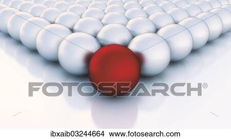 Picture - "Many balls or spheres, different coloured ball at front". Fotosearch