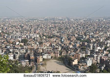 Stock Image - "Many houses, view from Swayambhunath Temple on the roofs of the capital, Kathmandu, Kathmandu Valley, Nepal, Asia". Fotosearch