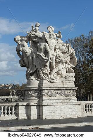 Stock Photography - "Marble sculpture, by Italo Orlando Griselli, 1910, allegorical group, victory of the Republic, Ponte Vittorio Emanuele II, Rome, Lazio, Italy, Europe". Fotosearch
