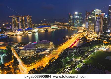 "Marina Bay, at night, Singapore, Asia" View Large Photo Image Picture - "Marina Bay, at night, Singapore, Asia". Fotosearch