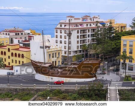 "Maritime Museum with a replica of Christopher Columbus' ship Santa Maria, Santa Cruz de La Palma, La Palma, Canary Islands, Spain, Europe" View Large Photo Image Stock Photo - "Maritime Museum with a replica of Christopher Columbus' ship Santa Maria, Santa Cruz de La Palma, La Palma, Canary Islands, Spain, Europe". Fotosearch