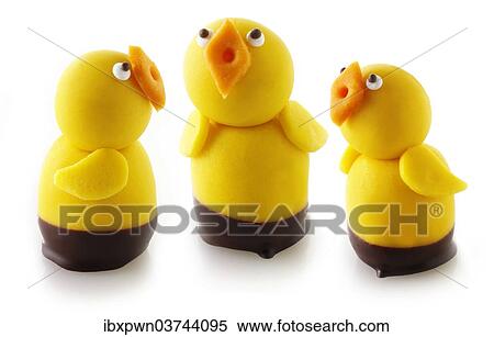 Stock Photography - Marzipan chicks for Easter. Fotosearch