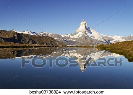 "Matterhorn reflected in Lake Stellisee, Valais Alps, Canton of Valais, Switzerland, Europe" View Large Photo Image Picture - "Matterhorn reflected in Lake Stellisee, Valais Alps, Canton of Valais, Switzerland, Europe". Fotosearch