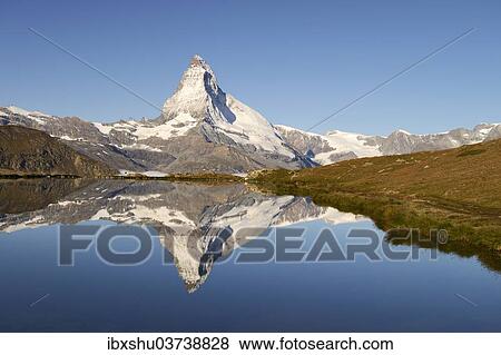 "Matterhorn reflected in Lake Stellisee, Valais Alps, Canton of Valais, Switzerland, Europe" View Large Photo Image Stock Photo - "Matterhorn reflected in Lake Stellisee, Valais Alps, Canton of Valais, Switzerland, Europe". Fotosearch
