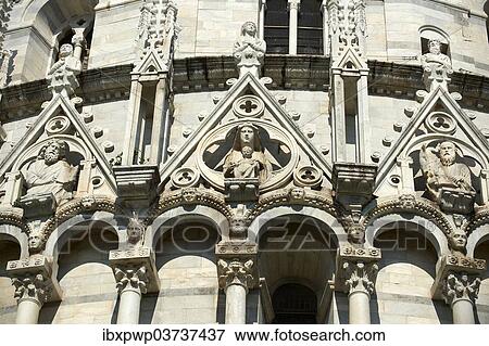 "Medieval sculptures on the facade of the Bapistry of Pisa, Pisa, Province of Pisa, Tuscany, Italy, Europe" View Large Photo Image Stock Photo - "Medieval sculptures on the facade of the Bapistry of Pisa, Pisa, Province of Pisa, Tuscany, Italy, Europe". Fotosearch